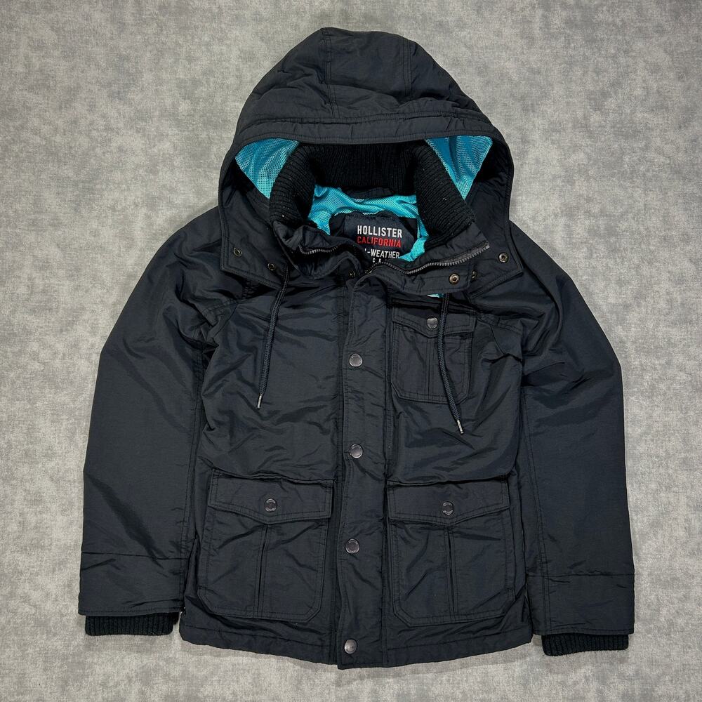 Hollister All Weather Jacket Y2K Utility Chore Blue Mesh lined Womens S